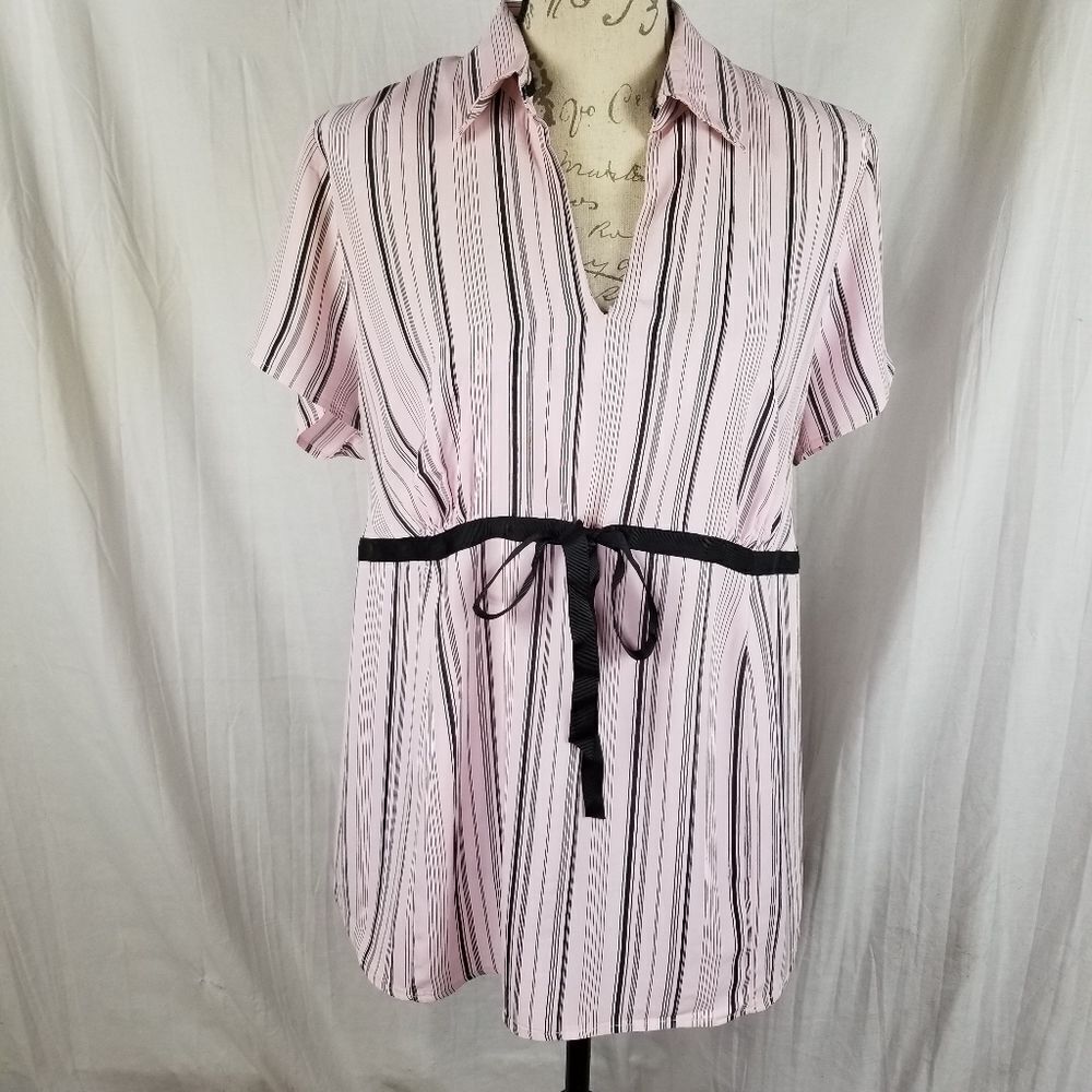 Motherhood Maternity Pink &‎ Brown Collared Blouse Size 1X